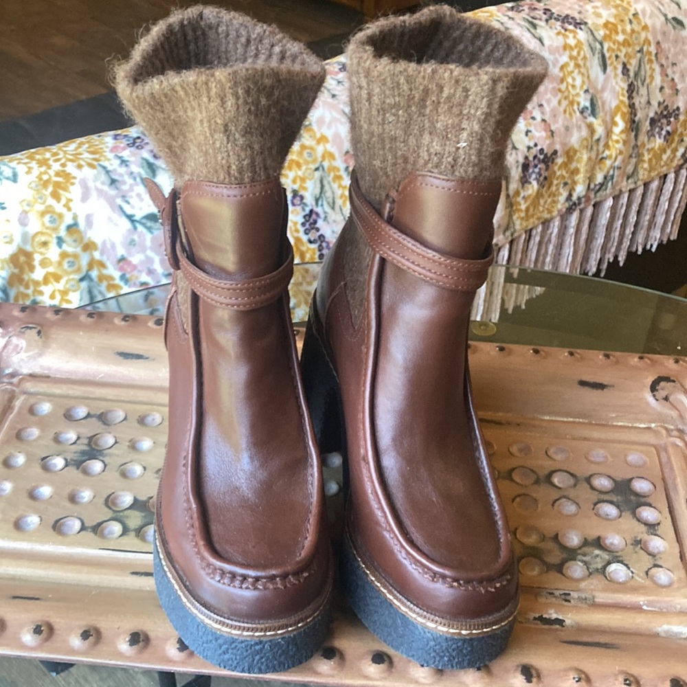 Sam Edelman Sidney Platform Sweater Boots Chunky Heel NWOT Sz 7 Cognac - Picture 4 of 13